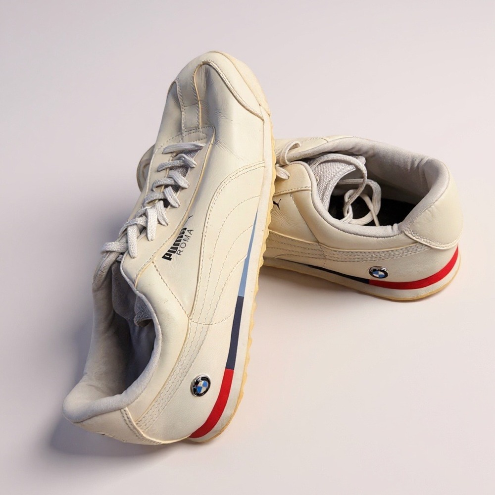 Puma Roma Motorsport BMW White Leather Lace Up Men's‎ Sneakers Shoes